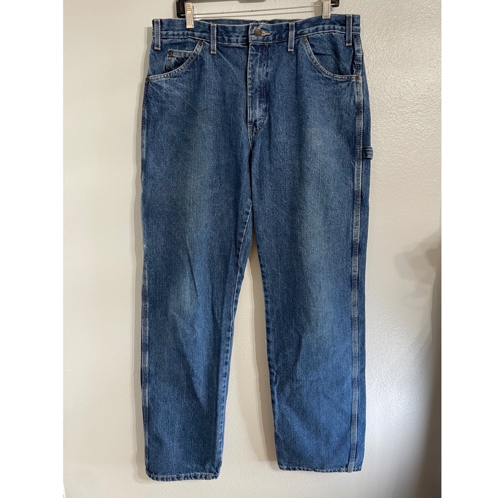 Dickies Carpenter Jeans Workwear 36x34 Blue Denim Utility Hammer‎ Loop 36x34